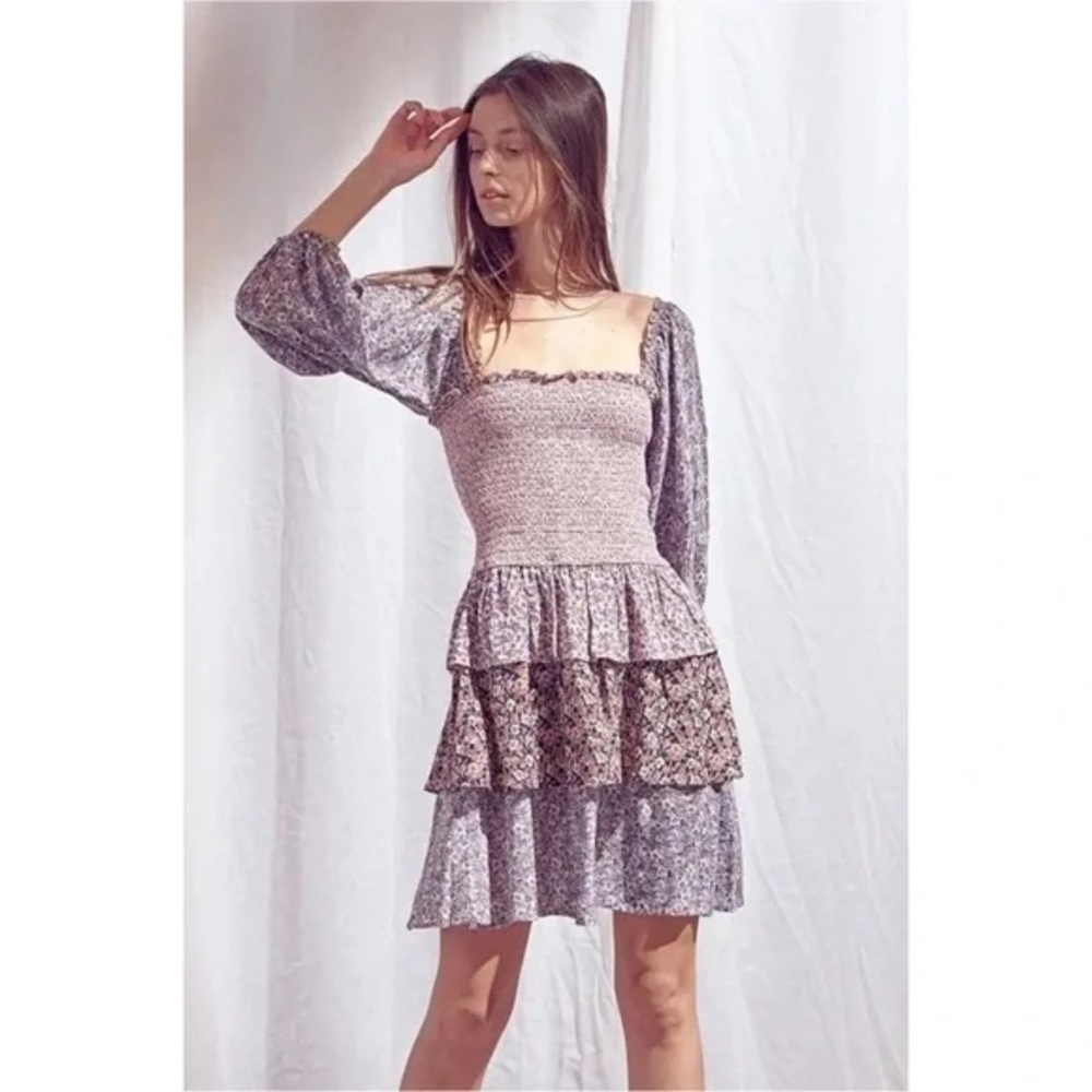 Storia Ruffle Ditzy Floral Mini Dress Small EUC